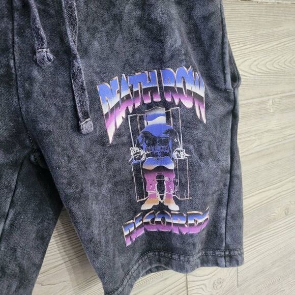 Death Row Records Blue Ripple Junction Mens SZ S Drawstring Shorts Grey Tiedye - Picture 3 of 4